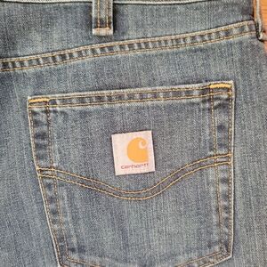 Carhartt Men's Relaxed Fit Jeans in Blue with Orange Stitching